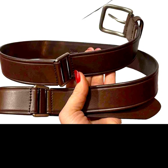BROWN Argentina Leather Belt size 42 Sectioned, Silver Square Buckle 40-44” art - Picture 1 of 16